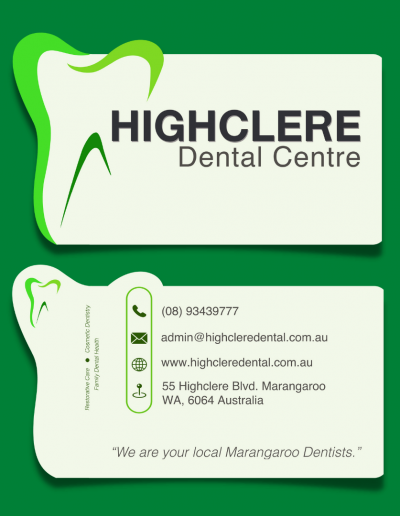 Highclere Dental Centre Marangaroo Dentist Green Business Card Design